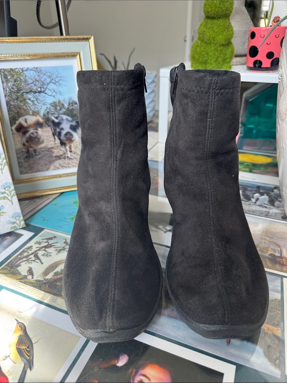 Women’s Black Faux Suede Ankle Boots by Arcopedico, Size 38 (US 7)